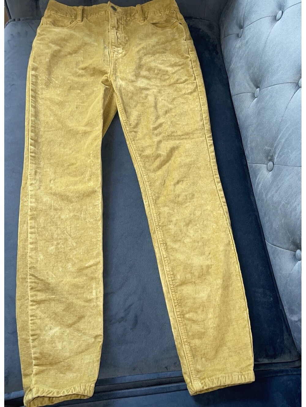 Free People Pants 28 Mustard Yellow Velvet Corduroy Skinny Jeans